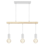 Lampa wisząca biała + drewno 3xE27 IZZY 33-78070