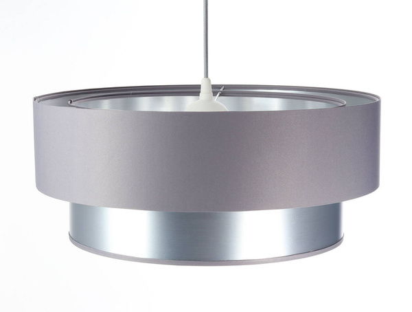 Lampa wisząca szaro-srebrna podwójna walec średnica 50 cm