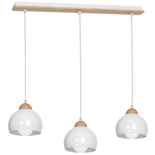 Lampa wisząca nowoczesna zwis listwa kula DAMA III biały szer. 64cm