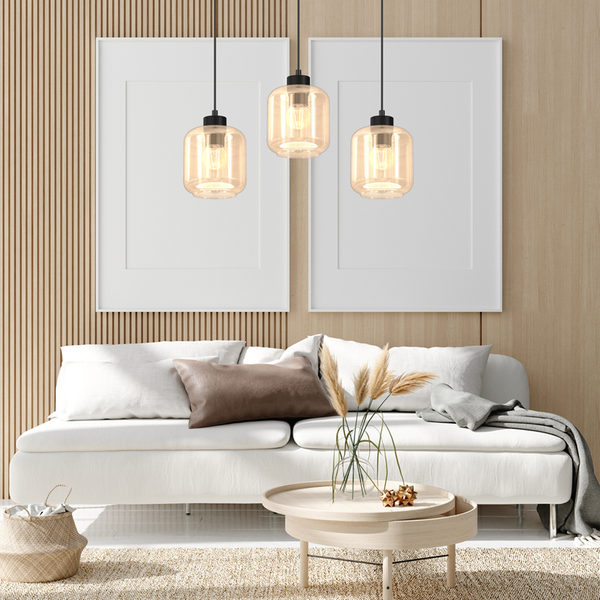 Lampa wisząca SOMBRA AMBER, MLP8371, czarny/bursztynowy, 3x60W E27