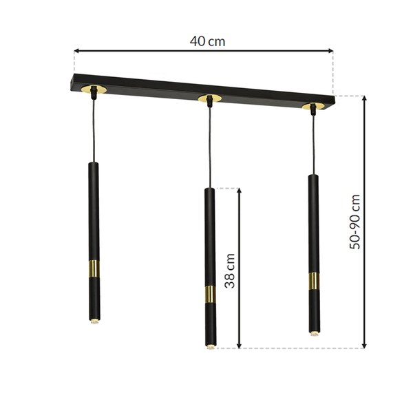Lampa wisząca MONZA BLACK / GOLD 3xG9 8W MLP6334