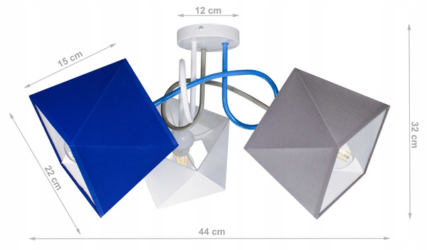 Lampa sufitowa do pokoju dziecka kolorowe abażury Zakręcony Diamencik 3xE27 Led 