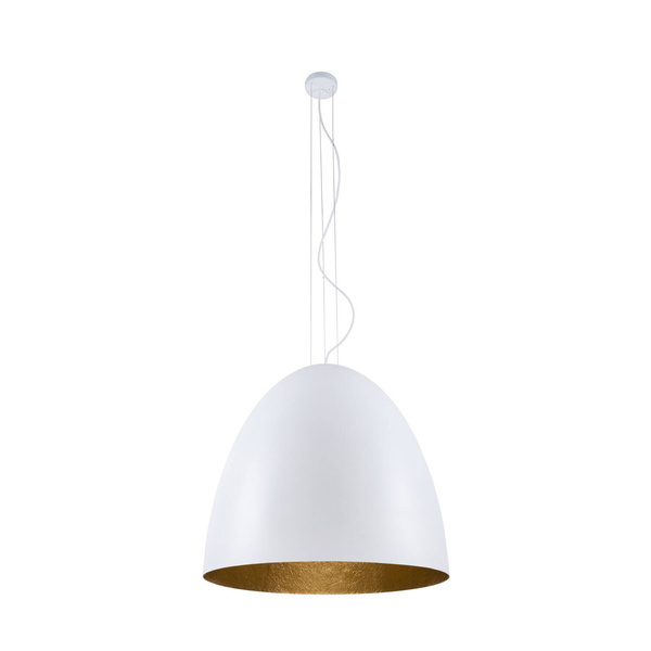 Lampa wisząca tuba nad stół EGG XL biały/złoty śr. 75cm