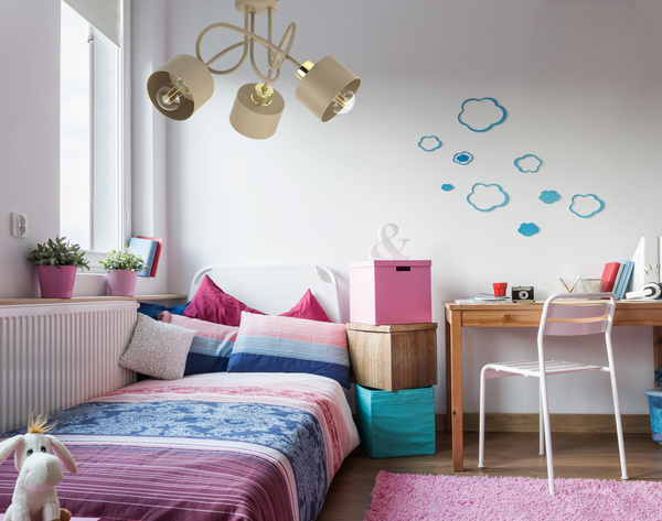 Lampa sufitowa do pokoju dziecka beżowa Zaczarowany Kubeczek 3xE27 Led 