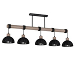 Lampa wisząca ERIK, MLP7641, przecierany czarny/drewno patynowane, 5x60W E27