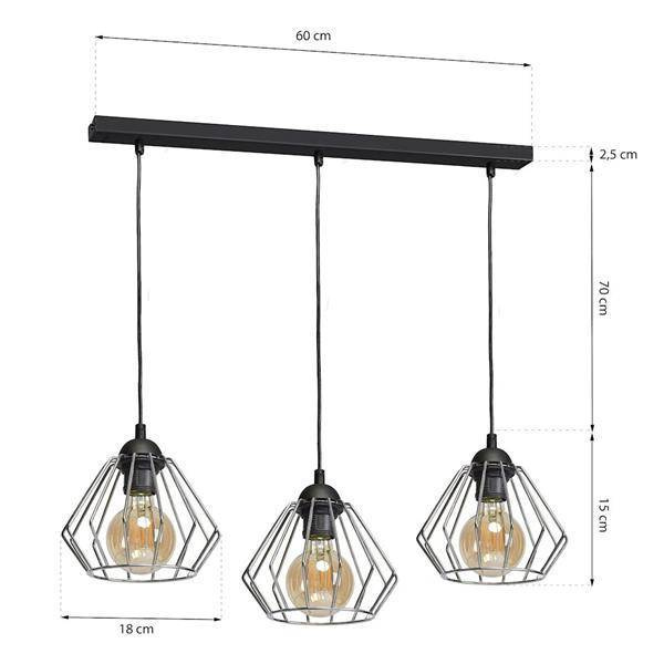 INDUSTRIALNA lampa wisząca NORMAN BLACK 3xE27 MLP6264