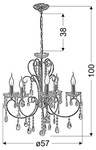 Lampa wisząca chromowa z kryształami żyrandol 5x40W Aurora Candellux 35-96152