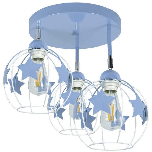 Lampa sufitowa do pokoju dziecięcego niebieska w gwiazdki koło 3