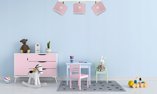Lampa sufitowa do pokoju dziewczynki różowa Pompony Listwa 3xE27 Led  