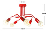Lampa sufitowa do pokoju dziecięcego czerwona w stylu loft Vanessa 5xE27 Led 