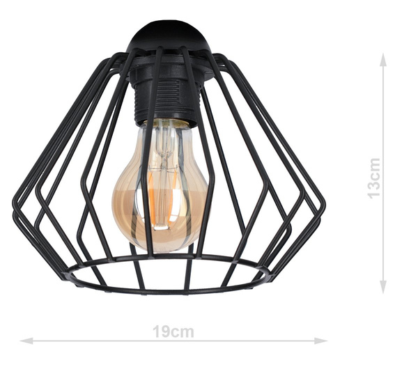 Lampa sufitowa młodzieżowa czarna Druciak Loft 2xE27