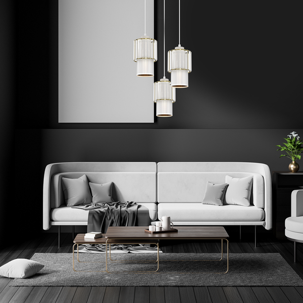 Lampa wisząca BLANCO, MLP8366, biały/transparentny/złoty, 3x60W E27