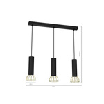 Lampa wisząca DANTE, MLP7249, czarny/złoty, 3x8W LED GU10