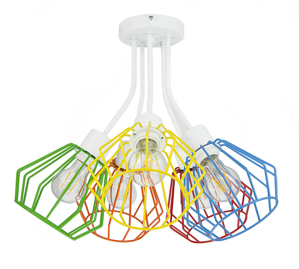 Lampa sufitowa do pokoju dziecięcego 5-punktowa kolorowy druciak Artemis 5xE27 Led 