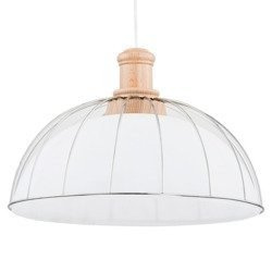 Nowoczesna lampa SUBARU biała/drewno śr. 41,5cm