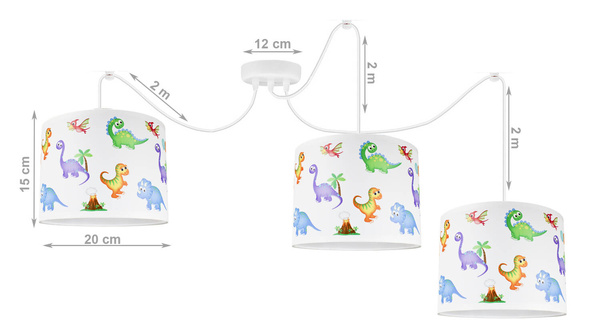 Lampa sufitowa do pokoju dziecka  nowoczesna z dinozaurami  Pająk Dino 4xE27 LED