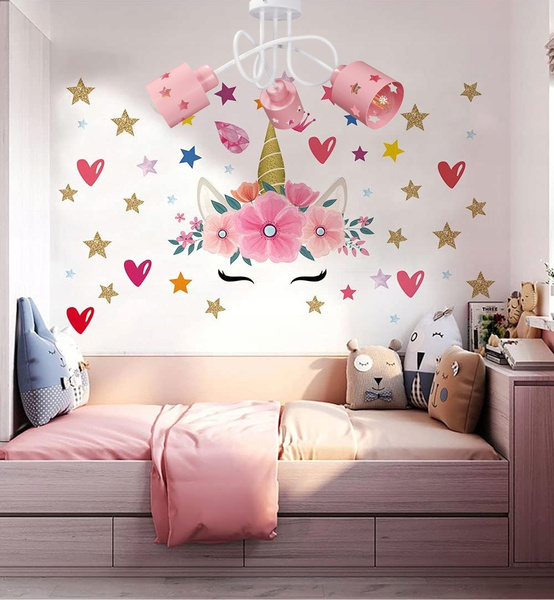 Lampa sufitowa do pokoju dziewczynki biało- różowa Zakręcone Gwiazdki 3xE27 Led