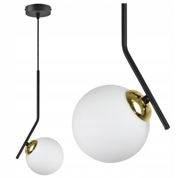 Lampa sufitowa czarno-złota mleczna kula