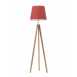 Podłogowa lampa drewniana do pokoju dziecka ARUBA brązowy klosz.