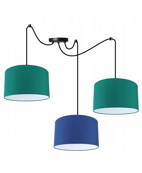 Lampa wisząca do pokoju dziecka niebieskie abażury Pająk 3xE27 led