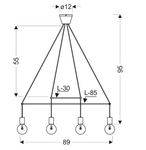 Lampa wisząca czarna mat 4xE27 Alto 34-70913