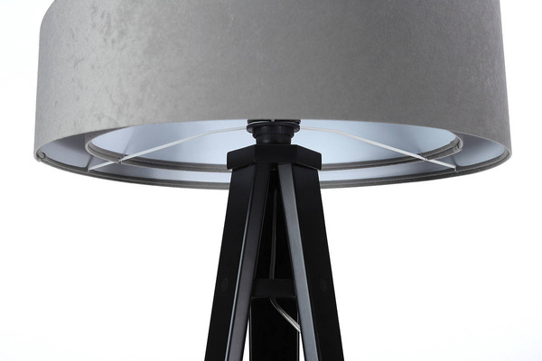 Lampa podłogowa stojąca asymetryczna welurowa Tami Szaro-Biała