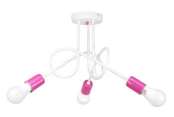 Lampa sufitowa dla dziewczynki biało- różowa Mondo 3 loft