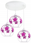 Lampa wisząca do pokoju dziewczynki w różowe Gwiazdki 3xE27 Led 
