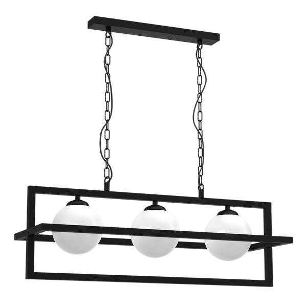 Lampa wisząca DIEGO, MLP8569, czarna z białymi kloszami, 3x40W E14