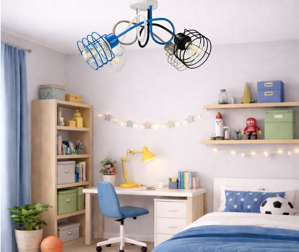 Lampa sufitowa do pokoju dziecka kolorowa Zakręcony Koszyczek 4xE27 Led