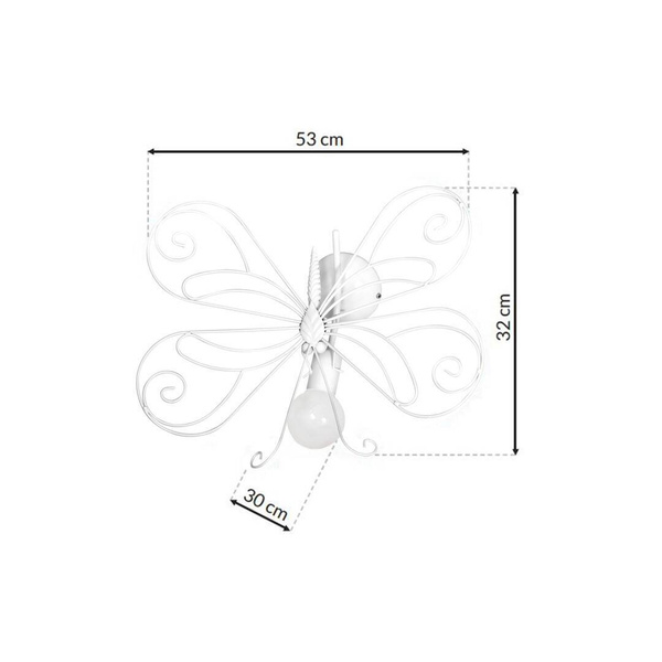 Kinkiet do pokoju dziewczynki MOTYL 2, biały, 1x60W E27, MLP5331