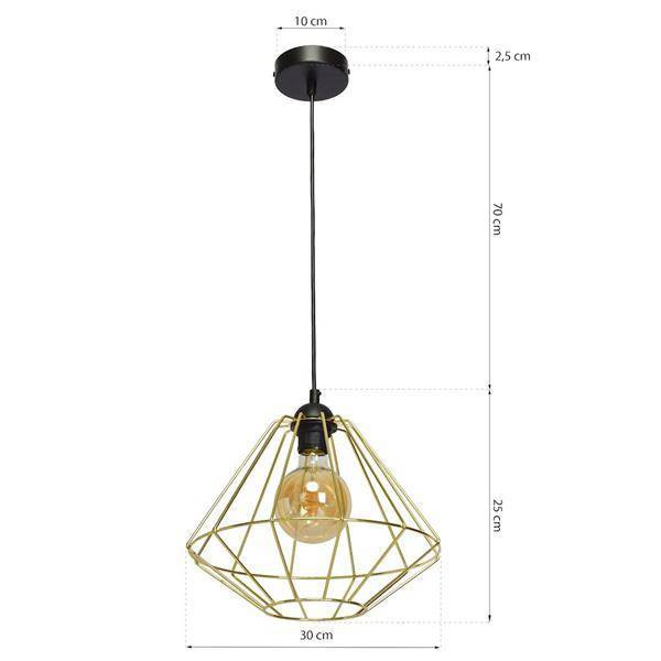 Lampa wisząca INDUSTRIALNA LUPO BLACK/GOLD 1xE27 MLP6270