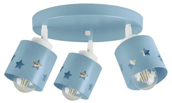 Lampa sufitowa do pokoju chłopca i dziewczynki niebieska w gwiazdki 3xE27 led