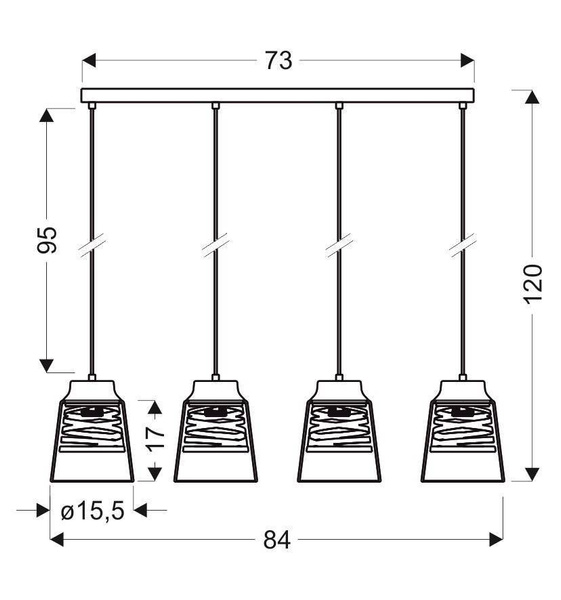 Lampa wisząca czarno-złota szkło 4xE27 Fresno