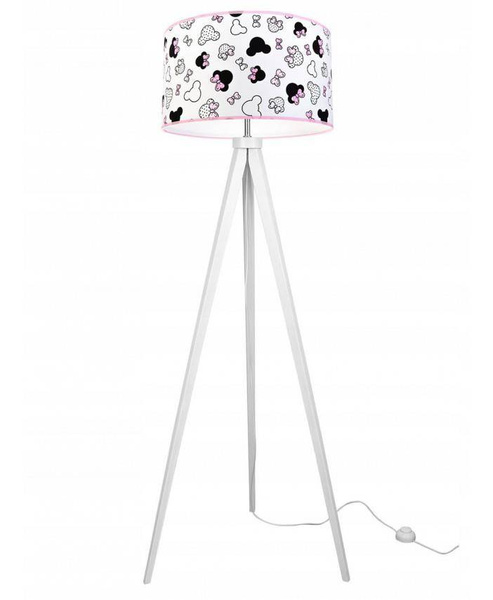 Lampa podłogowa do pokoju dziewczynki drewniana trójnóg Myszki Miki 