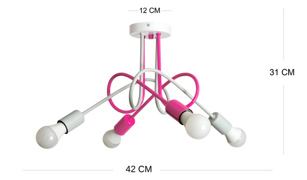 Lampa sufitowa do pokoju dziewczynki różowo- szara Mondo Loft 
