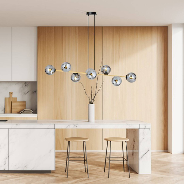 Nowoczesna lampa wisząca nad wyspę GRAVITY 8 BL GRAFIT