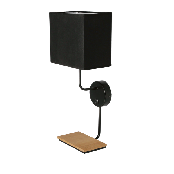 KETO KINKIET CZARNY 1X40W E14 ABAŻUR Z WŁĄCZNIKIEM