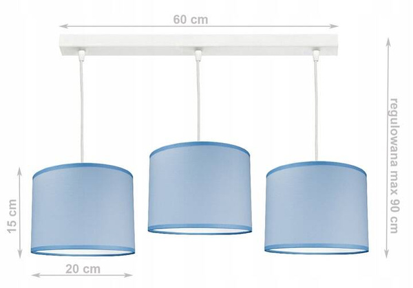 Lampa sufitowa do pokoju chłopca niebieska Blue 3xE27