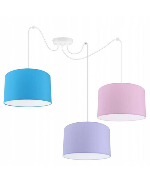 Lampa wisząca do pokoju dziecka niebieskie abażury Pająk 3xE27 led