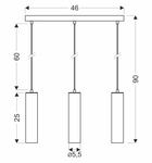 Lampa wisząca czarna potrójna oprawa 3x25W GU10 Tubo 33-79091
