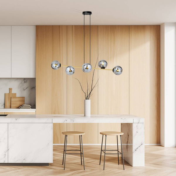 Nowoczesna lampa wisząca nad wyspę GRAVITY 6 BL GRAFIT