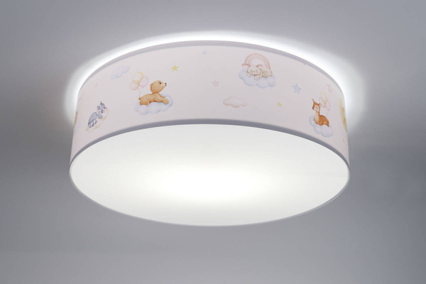 Plafon dziecięcy Boho Leśni Przyjaciele i Chmurki średnica 60 cm