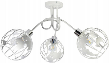 Lampa sufitowa do pokoju dziecięcego biała Zakręcony Globus 3xE27 Led