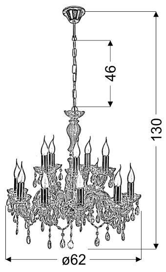 Lampa wisząca złota żyrandol 12xE14 Maria Teresa 30-94608