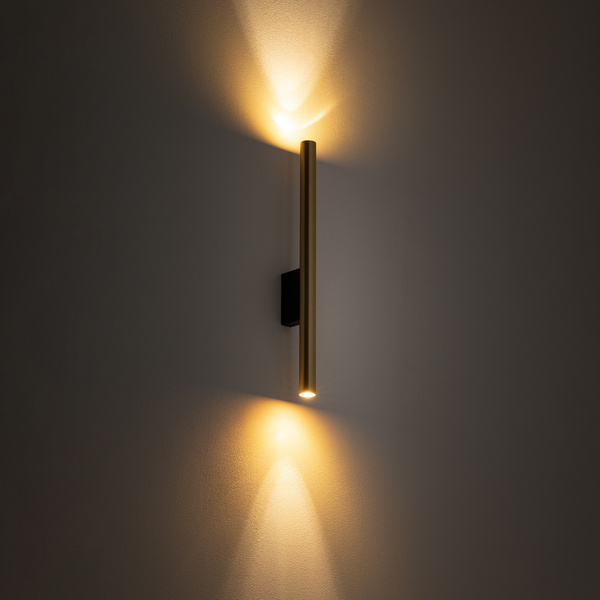 Kinkiet smukła tuba LASER WALL wys. 40cm | mosiądz