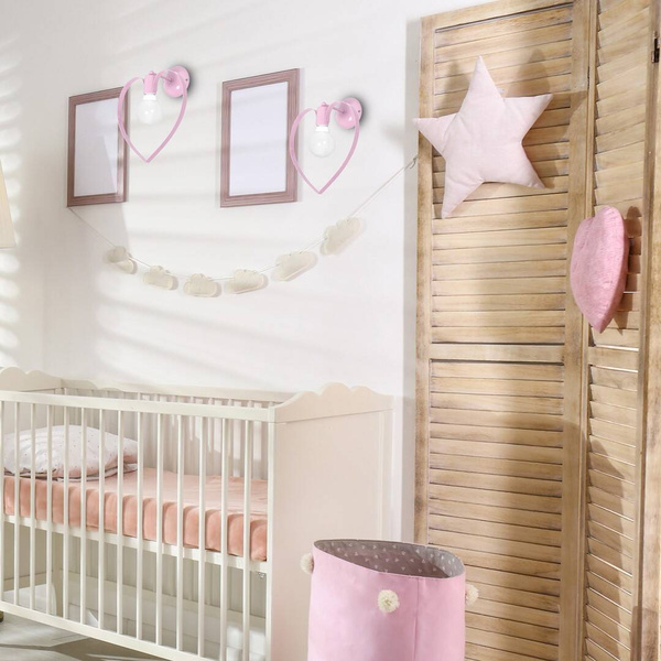 Lampa ścienna do pokoju dziewczynki  różowa  AMORE PINK 1xE27 