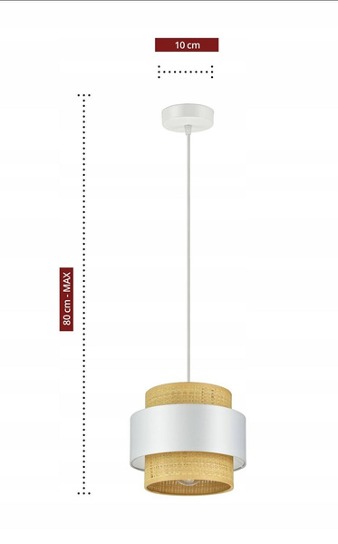 Lampa wisząca w stylu boho rattanowa biała 