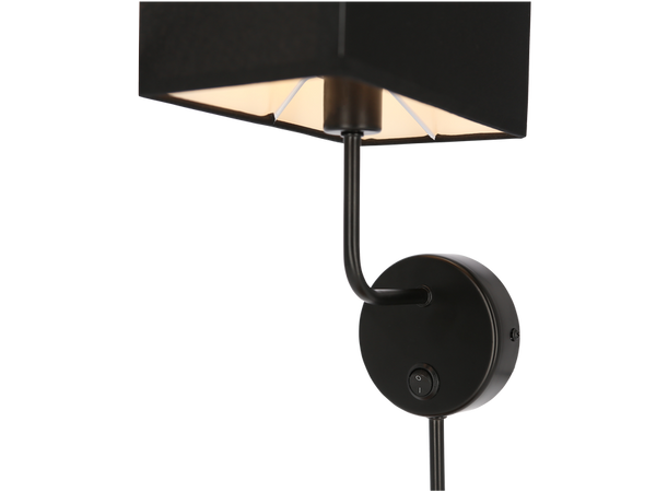 KETO KINKIET CZARNY 1X40W E14 ABAŻUR Z WŁĄCZNIKIEM