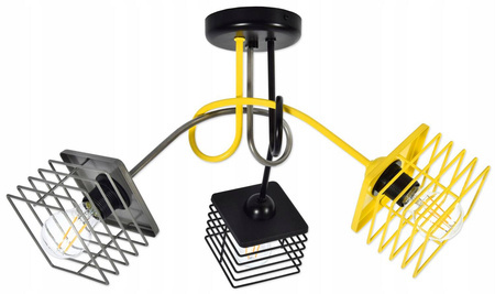 Lampa sufitowa do pokoju dziecięcego Edison Koszyk Kwadrat 3xE27 Led